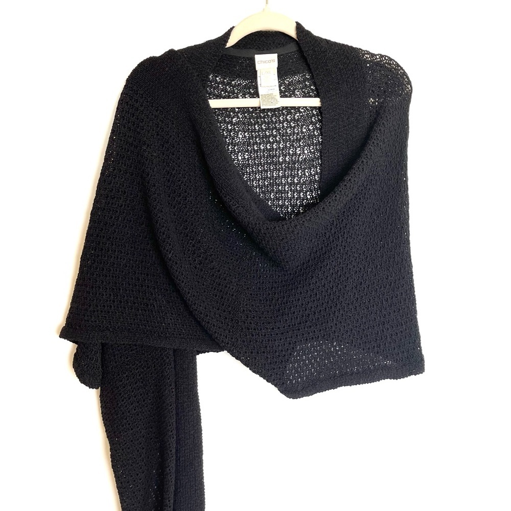 Chicos black loose knit wrap sweater - Picture 5 of 10